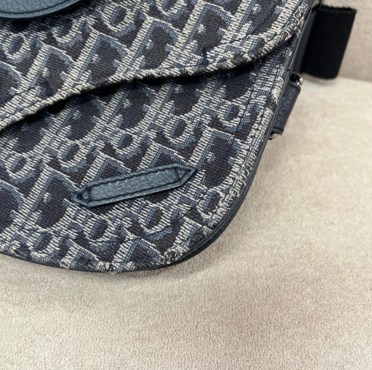 Dior Saddle Dark Blue Canvas Monogram Shoulder Crossbody Bag